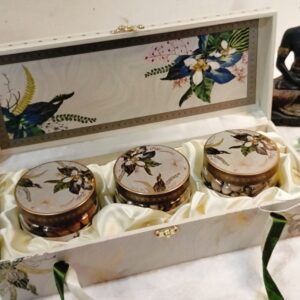 luxury floral mdf box with 3 premium glass jars – perfect for festive & corporate gifting