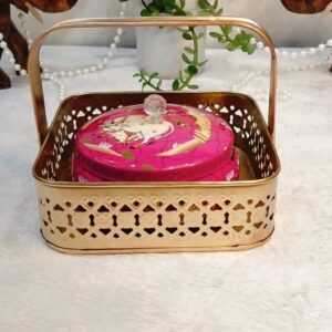 premium pichwai jar with golden metal tray – luxury gifting & home décor