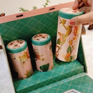 elegant floral printed pyramid gift box with 3 premium jars – perfect for festive & corporate gifting